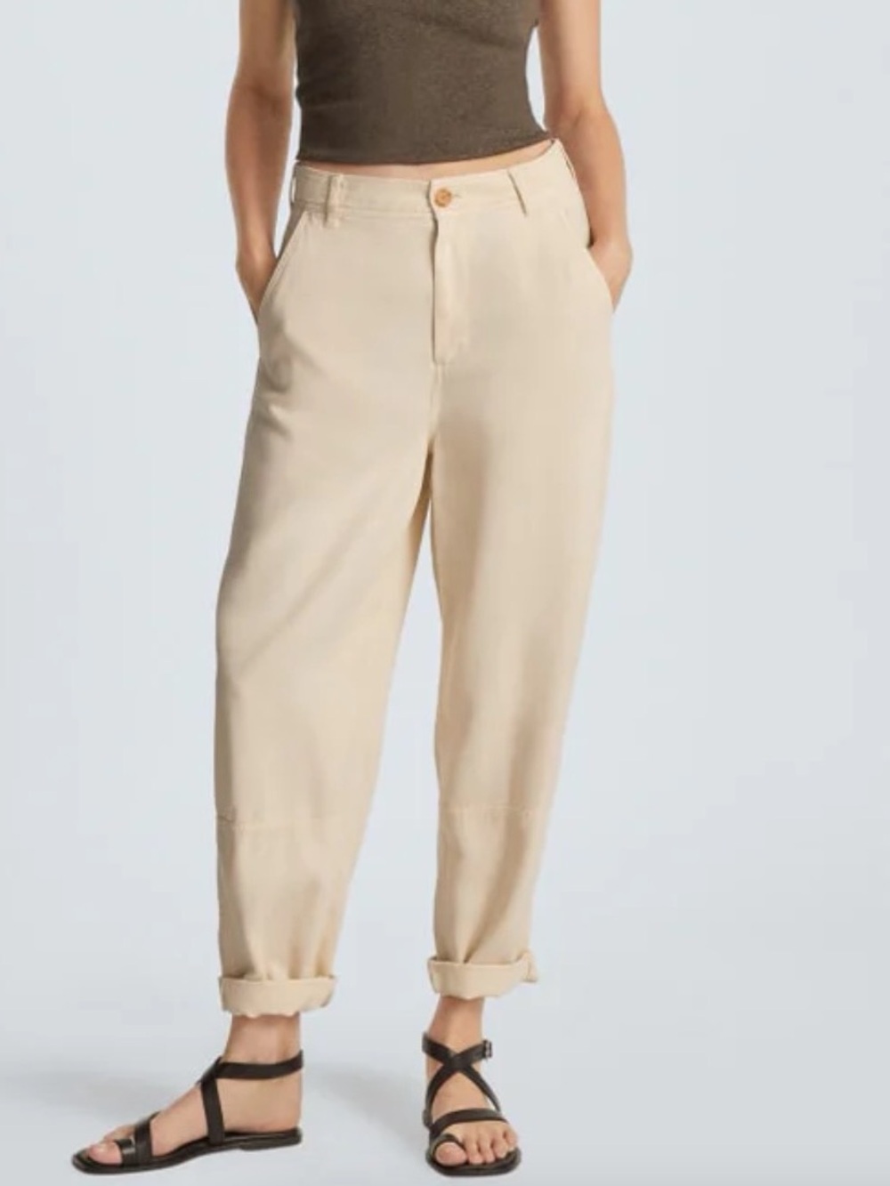 Everlane Cream High-Rise Relaxed Trousers